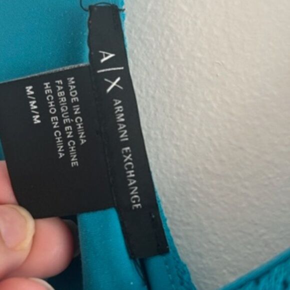 A|X Armani Exchange Women's Mesh High-Low Cami Size Medium Turquoise Gem - Picture 10 of 11